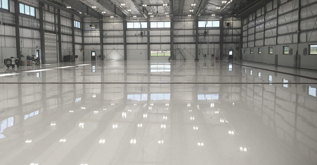 The inside of an airport hanger.