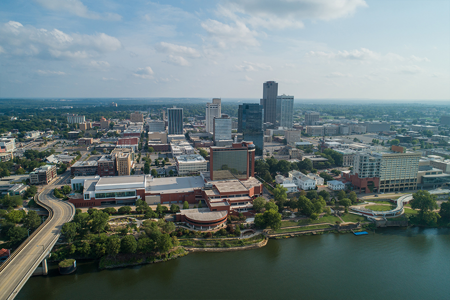 An aerial view of Little Rock